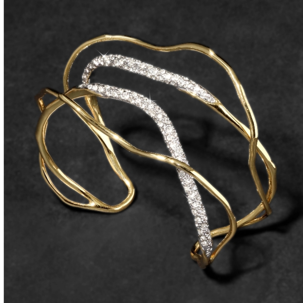 Alexis Bittar Solanales Gold Crystal Intertwined Cuff Bracelet